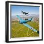 A T-6 Texan and P-51D Mustang in Flight over Chino, California-null-Framed Photographic Print