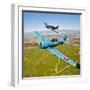 A T-6 Texan and P-51D Mustang in Flight over Chino, California-null-Framed Photographic Print