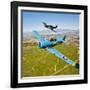 A T-6 Texan and P-51D Mustang in Flight over Chino, California-null-Framed Photographic Print