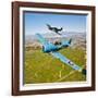 A T-6 Texan and P-51D Mustang in Flight over Chino, California-null-Framed Photographic Print