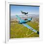 A T-6 Texan and P-51D Mustang in Flight over Chino, California-null-Framed Photographic Print