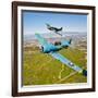 A T-6 Texan and P-51D Mustang in Flight over Chino, California-null-Framed Photographic Print