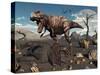 A T. Rex Is About to Make a Meal of a Dead Triceratops-Stocktrek Images-Stretched Canvas