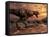 A T-Rex Plans His Attack on a Herd of Parasaurolophus Dinosaurs-Stocktrek Images-Framed Stretched Canvas