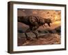 A T-Rex Plans His Attack on a Herd of Parasaurolophus Dinosaurs-Stocktrek Images-Framed Photographic Print