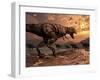 A T-Rex Plans His Attack on a Herd of Parasaurolophus Dinosaurs-Stocktrek Images-Framed Photographic Print