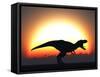 A T. Rex Silhouetted Against the Setting Sun at the End of a Prehistoric Day-Stocktrek Images-Framed Stretched Canvas