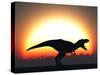 A T. Rex Silhouetted Against the Setting Sun at the End of a Prehistoric Day-Stocktrek Images-Stretched Canvas