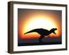 A T. Rex Silhouetted Against the Setting Sun at the End of a Prehistoric Day-Stocktrek Images-Framed Photographic Print