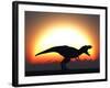 A T. Rex Silhouetted Against the Setting Sun at the End of a Prehistoric Day-Stocktrek Images-Framed Photographic Print