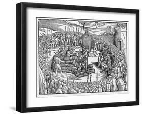 A Table Describing the Burning of Bishop Ridley and Father Latimer at Oxford-null-Framed Giclee Print