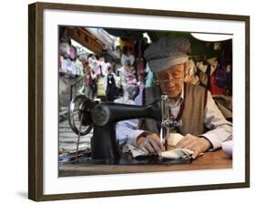 A Tailor at Work in Hong Kong, China-Andrew Mcconnell-Framed Photographic Print