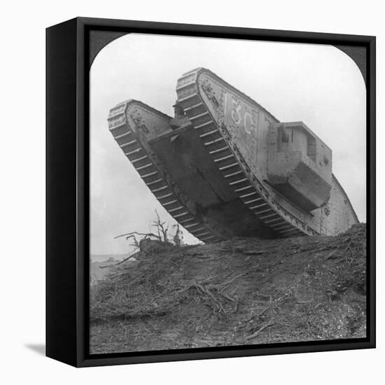 A Tank Breaking Through the Wire at Cambrai, France, World War I, C1917-C1918-null-Framed Stretched Canvas