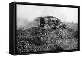 A Tank in Action on the Western Front, Somme, France, First World War, 1914-1918-null-Framed Stretched Canvas