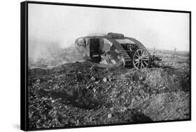 A Tank in Action on the Western Front, Somme, France, First World War, 1914-1918-null-Framed Stretched Canvas