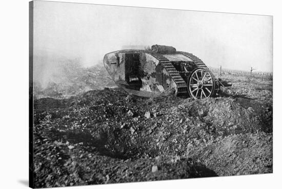 A Tank in Action on the Western Front, Somme, France, First World War, 1914-1918-null-Stretched Canvas