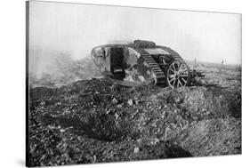 A Tank in Action on the Western Front, Somme, France, First World War, 1914-1918-null-Stretched Canvas