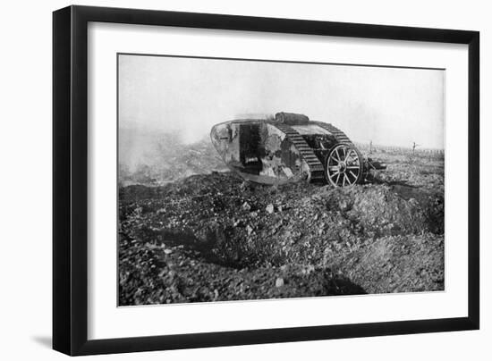 A Tank in Action on the Western Front, Somme, France, First World War, 1914-1918-null-Framed Giclee Print