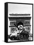 A Tank of the French Armored Division Passes by the Arc De Triomphe-null-Framed Stretched Canvas