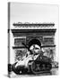 A Tank of the French Armored Division Passes by the Arc De Triomphe-null-Stretched Canvas