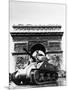 A Tank of the French Armored Division Passes by the Arc De Triomphe-null-Mounted Photographic Print