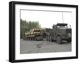 A Tank Transporter Hauling a Challenger 2 Main Battle Tank To Wales For An Exercise-Stocktrek Images-Framed Premium Photographic Print