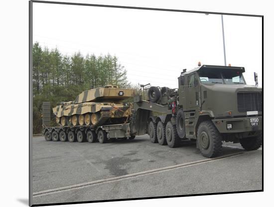 A Tank Transporter Hauling a Challenger 2 Main Battle Tank To Wales For An Exercise-Stocktrek Images-Mounted Premium Photographic Print