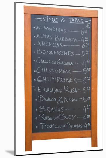 A Tapas Menu in Valencia, Spain-RobWilson-Mounted Art Print