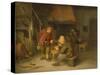 A Tavern Interior with Peasants Smoking and Drinking-Adriaen Jansz. Van Ostade-Stretched Canvas