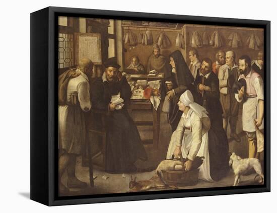 A Tax Office with Peasants Queuing to Make Payments in Kind-Pieter Bruegel the Elder-Framed Stretched Canvas