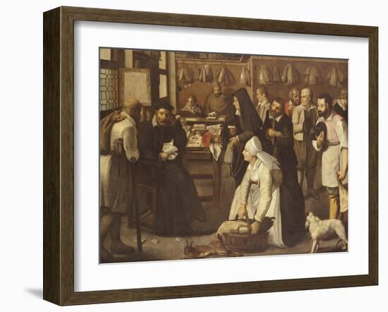 A Tax Office with Peasants Queuing to Make Payments in Kind-Pieter Bruegel the Elder-Framed Giclee Print