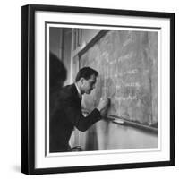 A Teacher Writing on a Blackboard at Northfield House Junior School, Leicester-Henry Grant-Framed Photographic Print