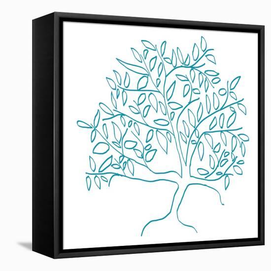 A Teal Tree-Jan Weiss-Framed Stretched Canvas