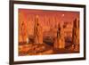 A Team of Explorers from Earth Exploring Mars Ancient Monuments-null-Framed Art Print