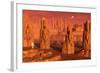 A Team of Explorers from Earth Exploring Mars Ancient Monuments-null-Framed Art Print