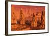 A Team of Explorers from Earth Exploring Mars Ancient Monuments-null-Framed Art Print