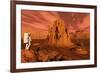 A Team of Explorers from Earth Exploring Mars Ancient Monuments-null-Framed Art Print