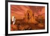 A Team of Explorers from Earth Exploring Mars Ancient Monuments-null-Framed Art Print