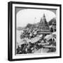 A Temple and Ghats on the Ganges at Benares (Varanas), India, 1900s-null-Framed Giclee Print