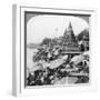 A Temple and Ghats on the Ganges at Benares (Varanas), India, 1900s-null-Framed Giclee Print