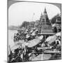 A Temple and Ghats on the Ganges at Benares (Varanas), India, 1900s-null-Mounted Giclee Print