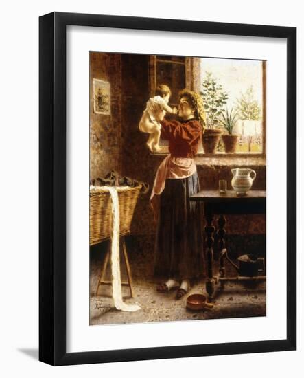 A Tender Moment (Oil on Canvas)-Eugenio Zampighi-Framed Giclee Print