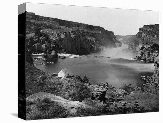 A Tent on a Bluff over Shoshone Falls-Timothy O' Sullivan-Stretched Canvas