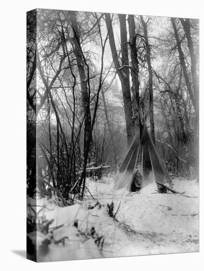 A Tepee in a Snow Covered Forest-E.S Curtis-Stretched Canvas