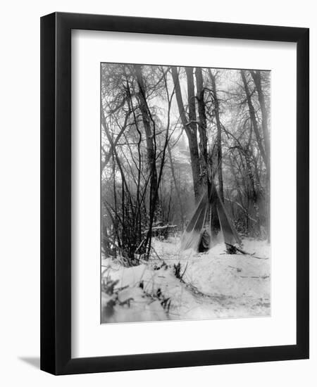 A Tepee in a Snow Covered Forest-E.S Curtis-Framed Photographic Print