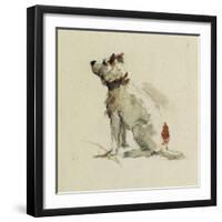 A Terrier, Sitting Facing Left (W/C on Paper)-Peter De Wint-Framed Giclee Print