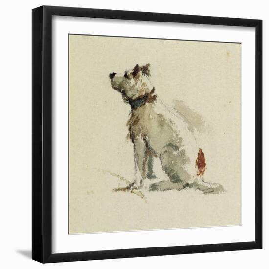 A Terrier, Sitting Facing Left (W/C on Paper)-Peter De Wint-Framed Giclee Print