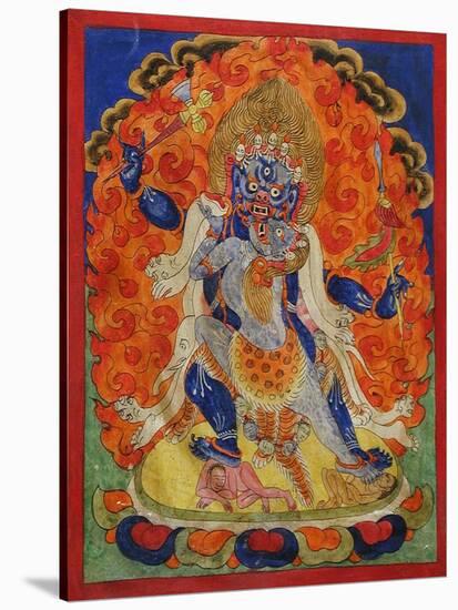 A Terrifying Deity in Yab-Yum, 19th century-Tibetan School-Stretched Canvas