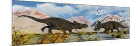 A Territorial Dispute Between a Pair of Male Centrosaurus Dinosaurs-null-Mounted Premium Giclee Print