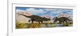 A Territorial Dispute Between a Pair of Male Centrosaurus Dinosaurs-null-Framed Art Print